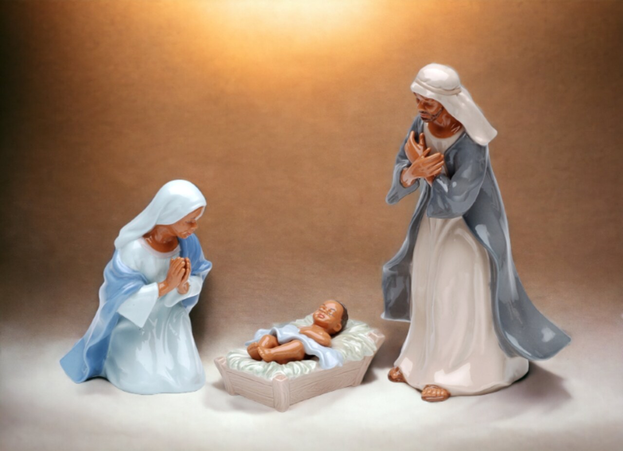 Ceramic African American Holy Family Set Of 3, Home Décor, Religious Décor, Religious Gift, Church Décor, Baptism Gift